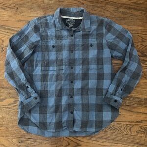 REI Co-op Wallace Lake Flannel Shirt Buffalo Plaid Washed Blue L EUC